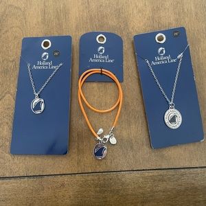 Holland America Line wrap bracelet and two logo necklaces length of 26”.